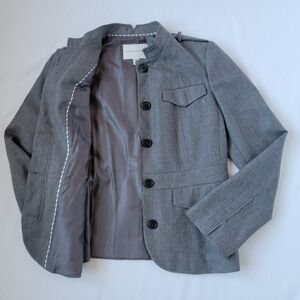 Banana Republic Womens Wool Militaty Inspired Blazer, Size 10, Gray Button Up